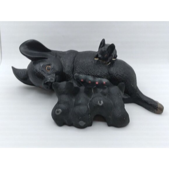 Figurines Black Pig mother 11" with smaller piglets Farmhouse cottage core READ - Picture 2 of 10